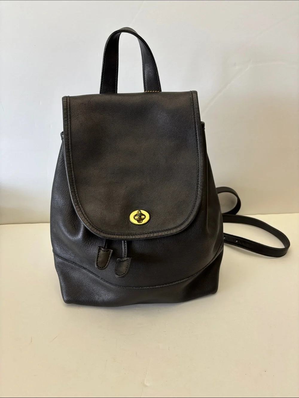 Coach Costa Rica 9791 Black Leather Day Pack Backpack with Gold Turnlock
